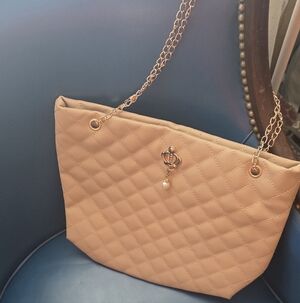 Elegant Tan Quilted Tote Bag